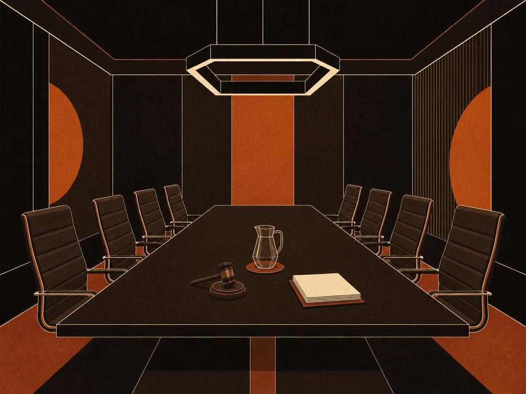 The Committee - original object-only illustration, no players or team marks